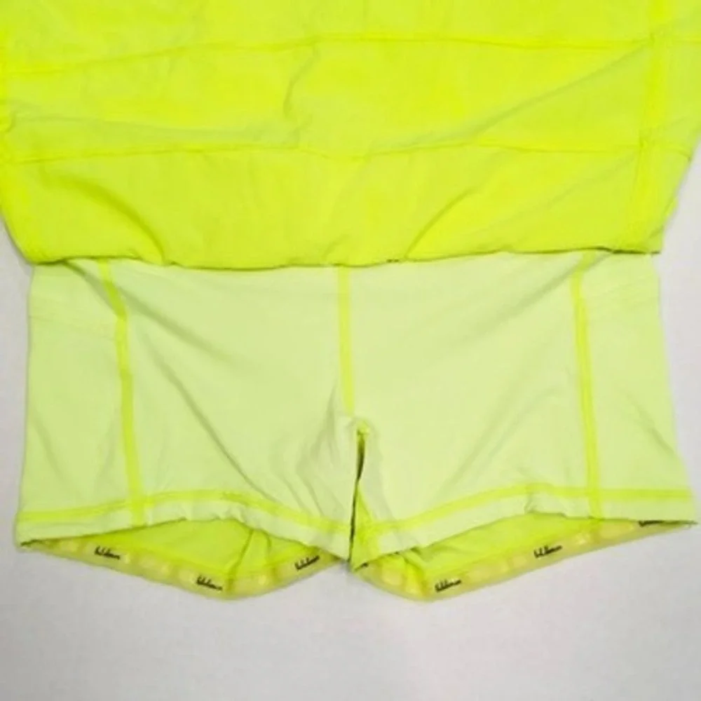 Lululemon‎ Pace Rival Skirt Skort Sz 4 Highlighter Yellow Neon Pickleball Tennis